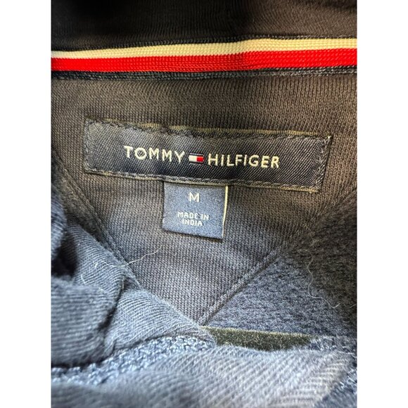 Tommy Hilfiger Mens Hoodie Medium Navy Kangaroo Pocket & Adjustable Drawstring L - Picture 2 of 12